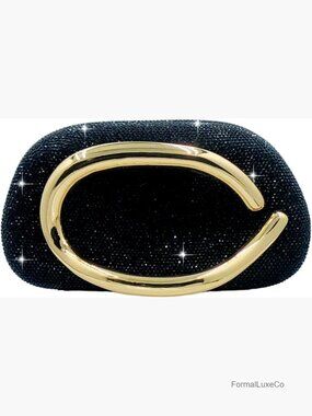 Mini Rhinestone Clutch Purse with Metal Bar Handle for Formal Events
